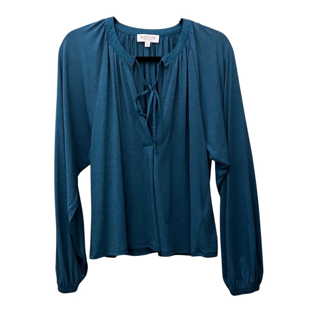Nation Los Angeles Chiara long sleeve pima cotton peasant top